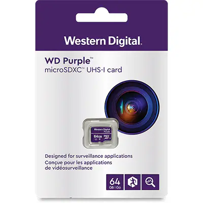 Cartão de memória micro SD, 64GB, 32TBW, Purple, 4600163, Western Digital